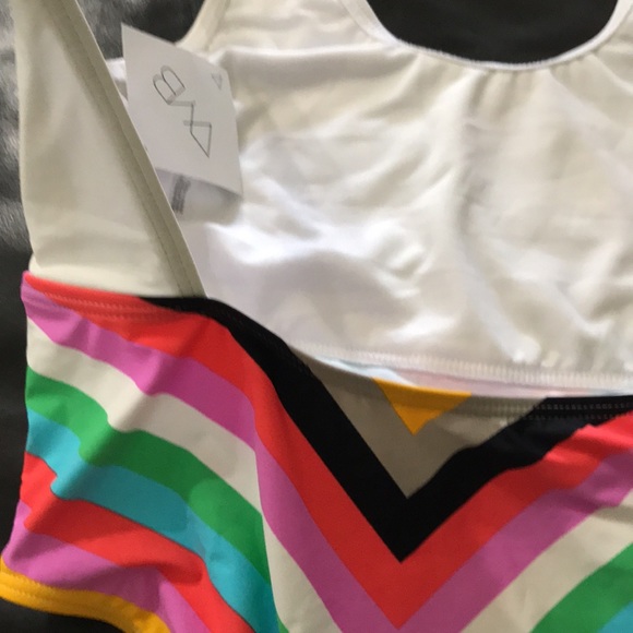 Colorful Stripped one piece swimsuit.  Size L. - Picture 4 of 6